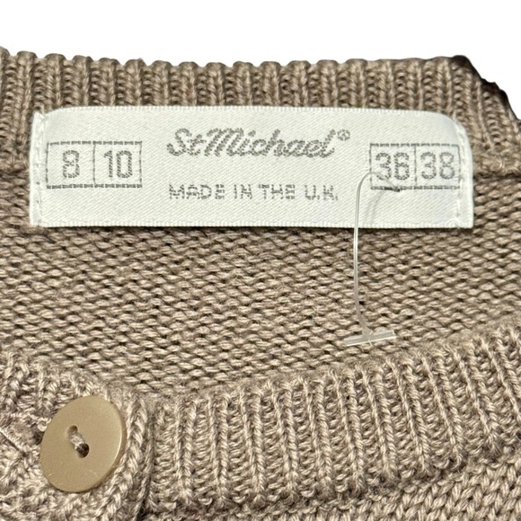 St Michael Made in UK Wool Floral Embroidery Chunky Knit Cardigan Sweater - Picture 10 of 11